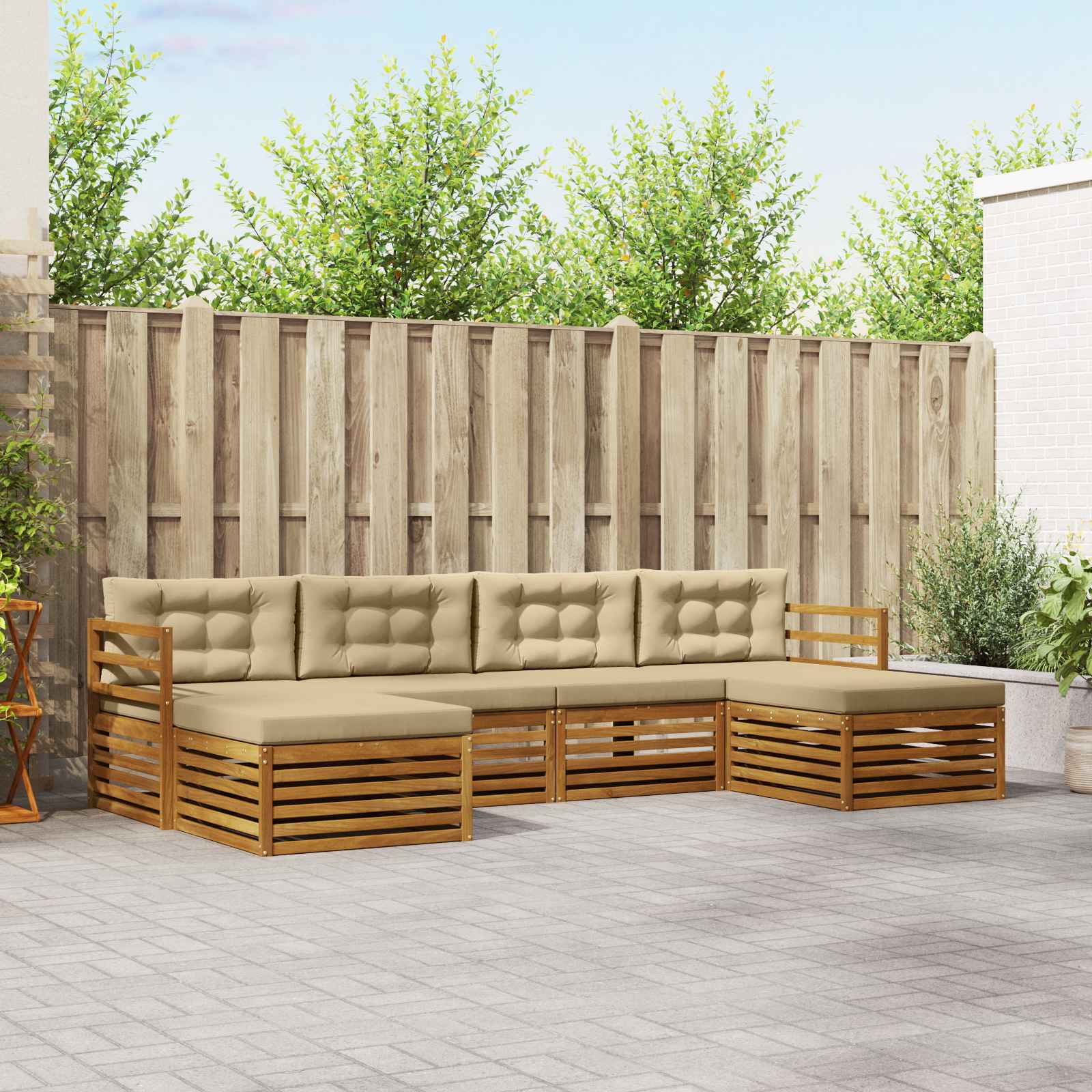 Ensembles de canapés avec coussin 6 pcs Naturel et Beige - XIOS