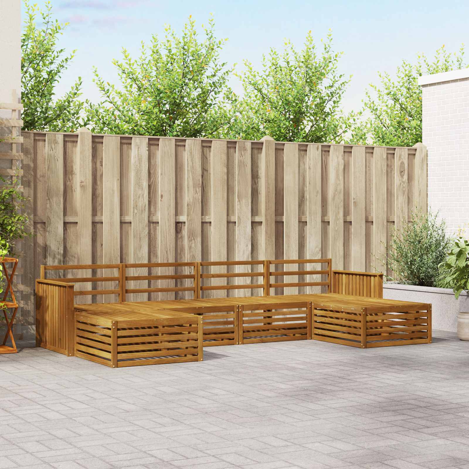 Ensembles de canapés 6 pcs Naturel Bois d'Acacia Massif - XIOS
