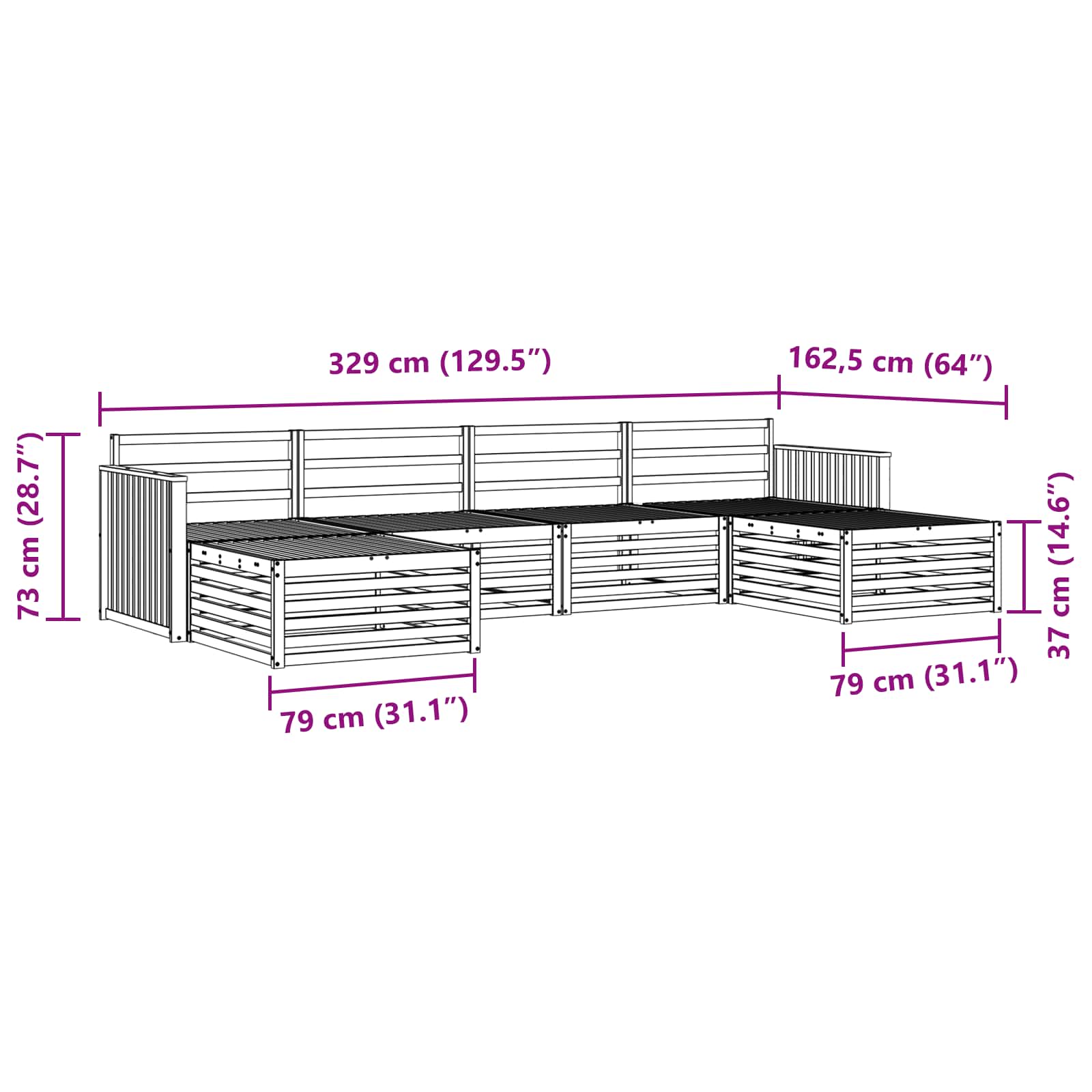 Ensembles de canapés 6 pcs Naturel Bois d'Acacia Massif - XIOS