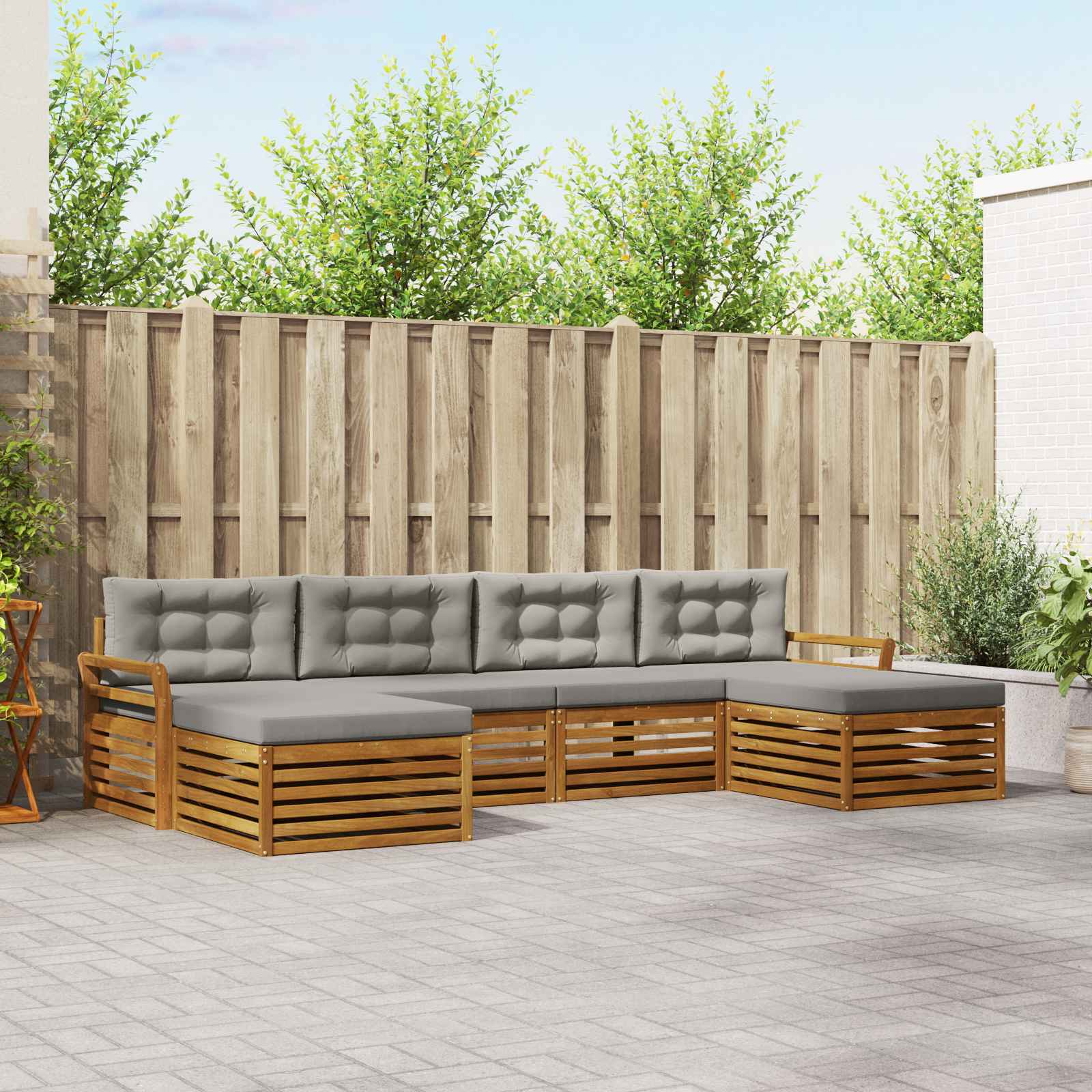 Ensembles de canapés avec coussin 6 pcs Gris Naturel et Clair - XIOS
