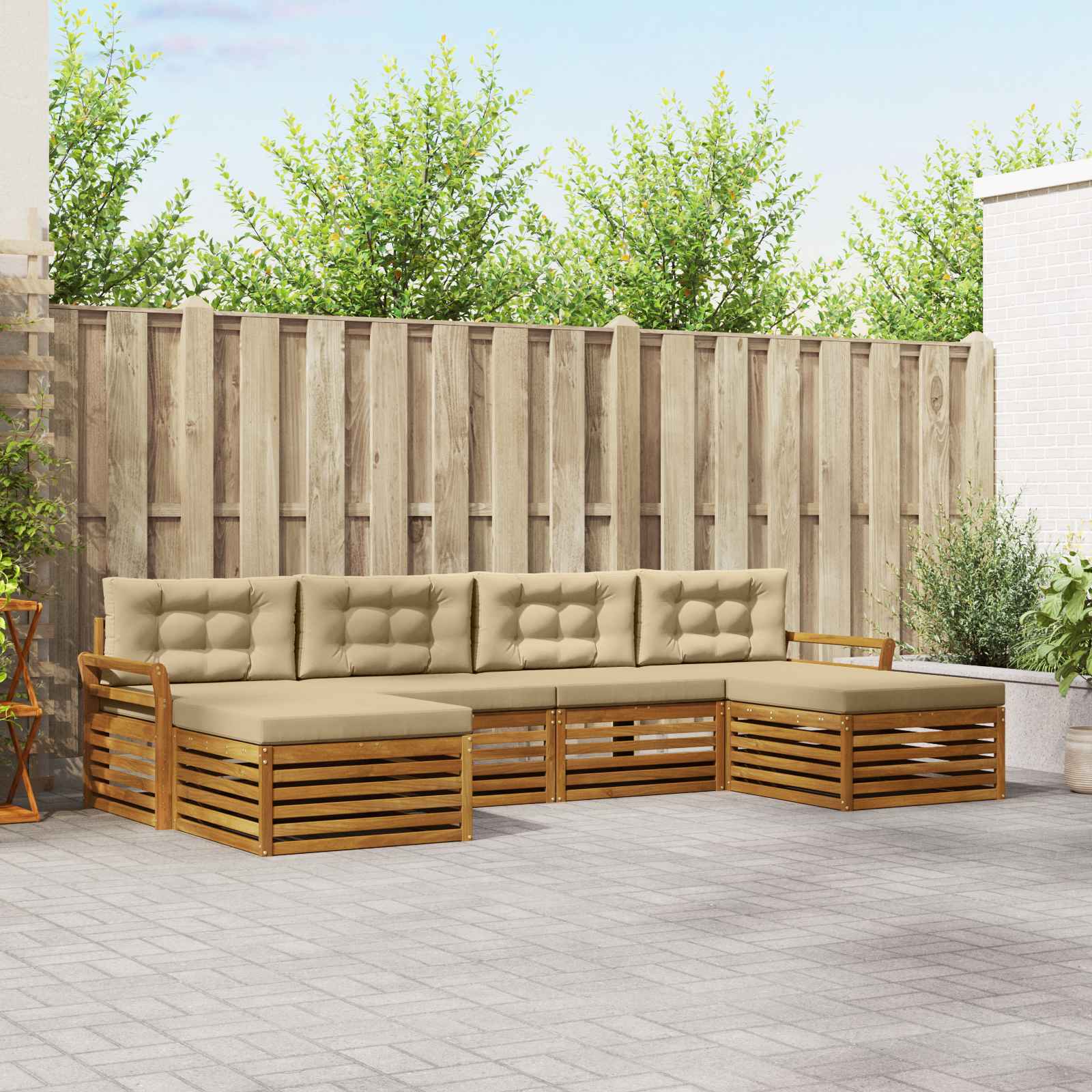 Ensembles de canapés avec coussin 6 pcs Naturel et Beige - XIOS
