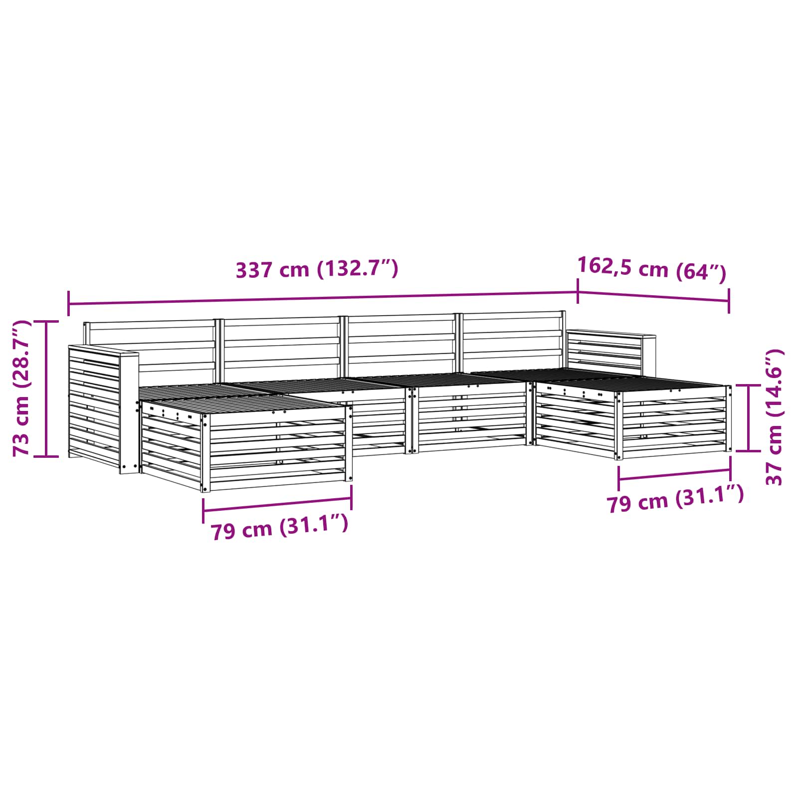 Ensembles de canapés 6 pcs Naturel Bois d'Acacia Massif - XIOS