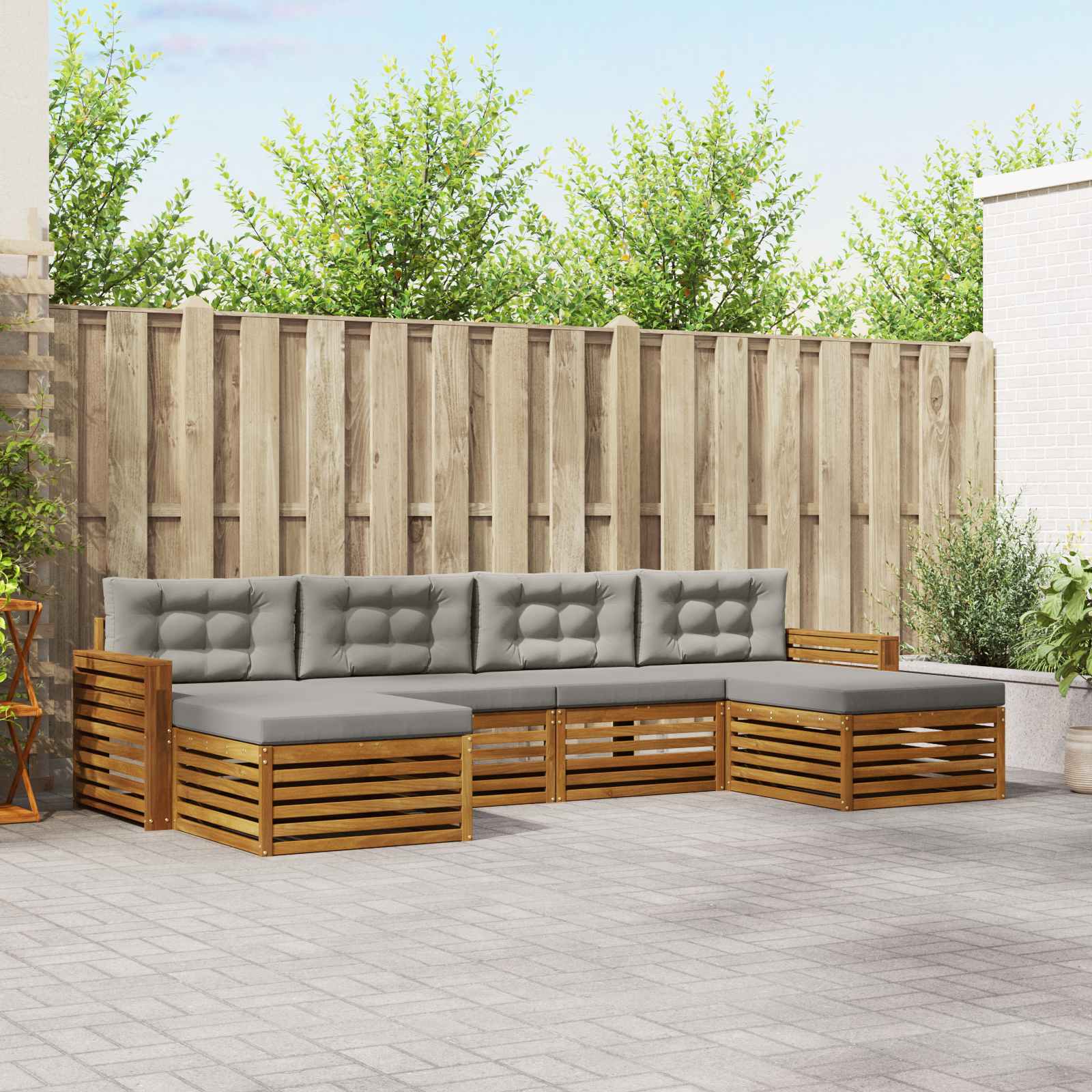 Ensembles de canapés avec coussin 6 pcs Gris Naturel et Clair - XIOS