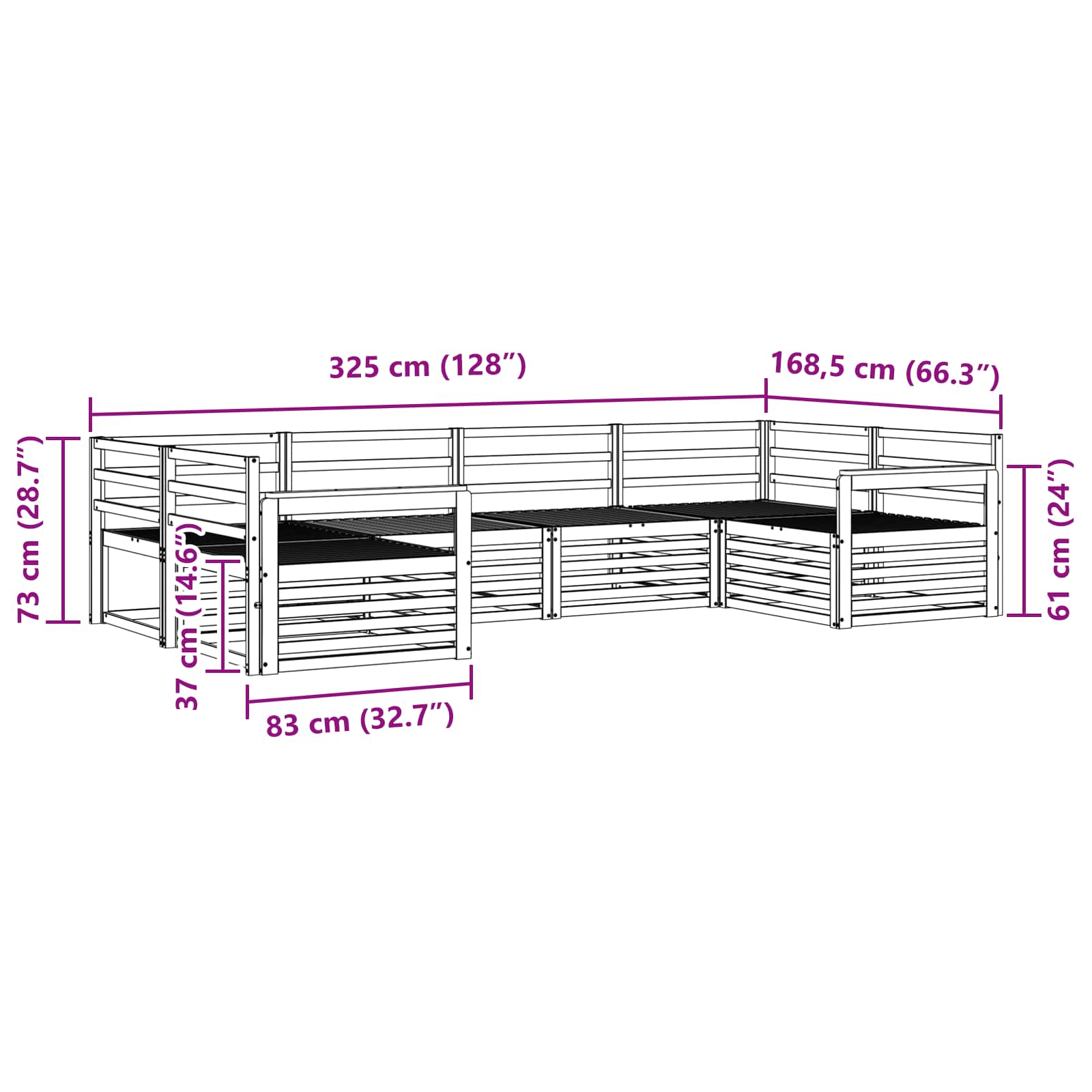Ensemble de canapés d'extérieur 6 pcs Naturel - XIOS