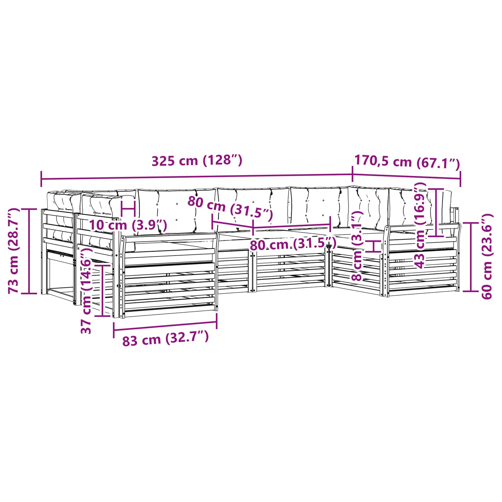 Ensembles de canapés avec coussin 6 pcs Naturel et Crème - XIOS