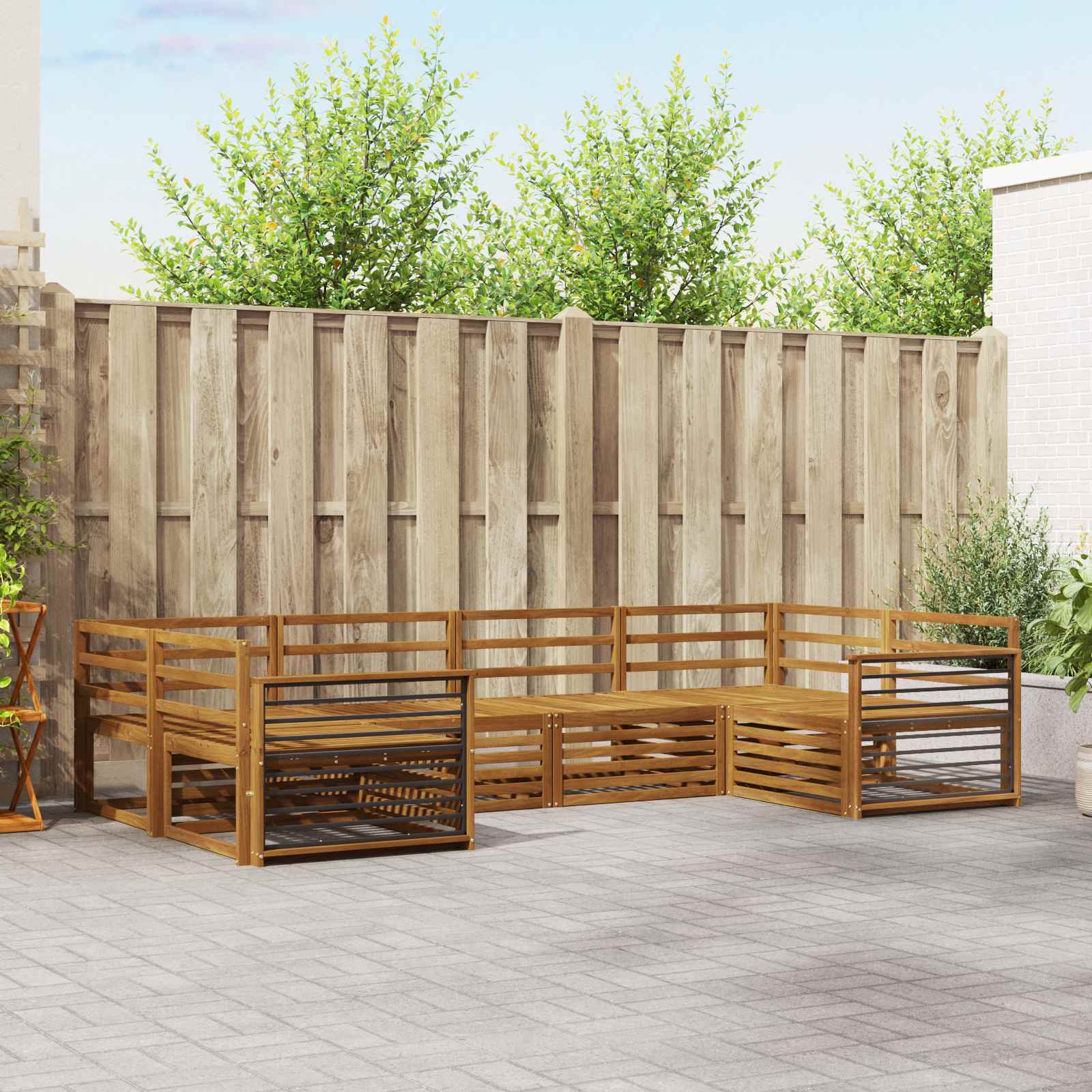 Ensembles de canapés 6 pcs Naturel Bois d'Acacia Massif - XIOS