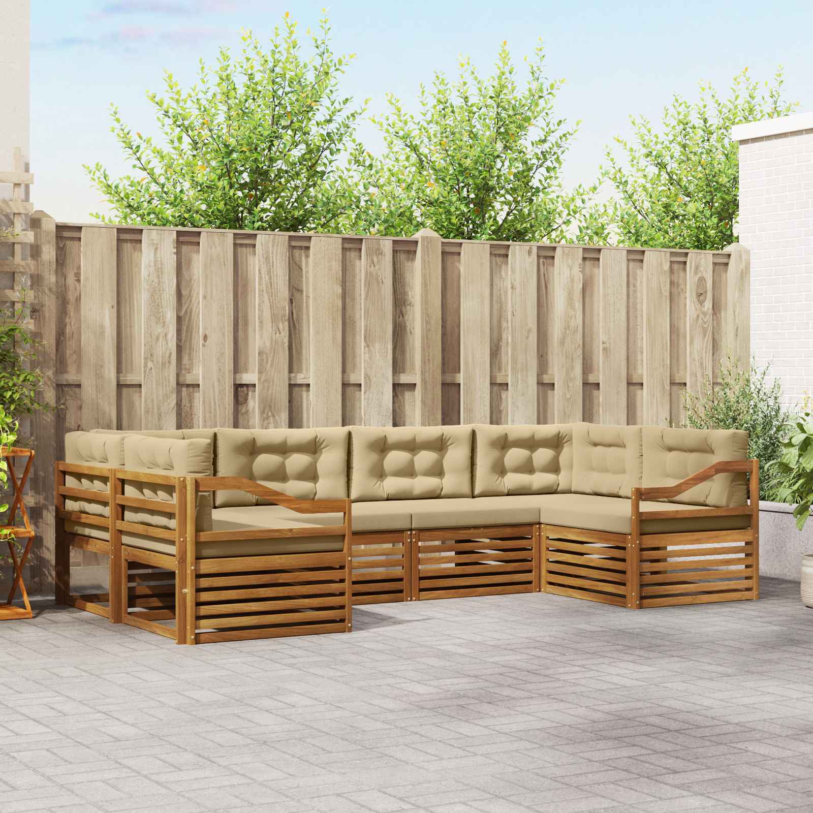 Ensemble de canapés d'extérieur 6 pcs Naturel et Beige - XIOS