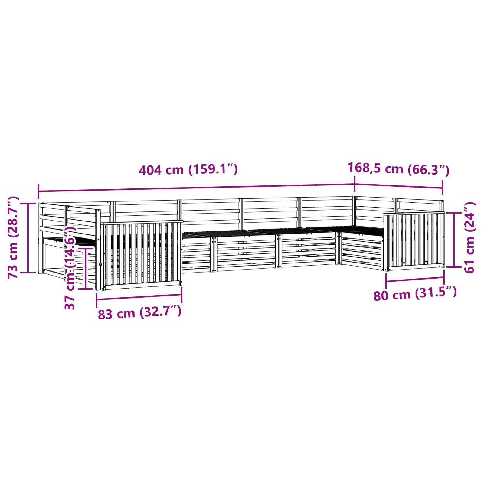 Ensemble de canapés d'extérieur 7 pcs Naturel - XIOS