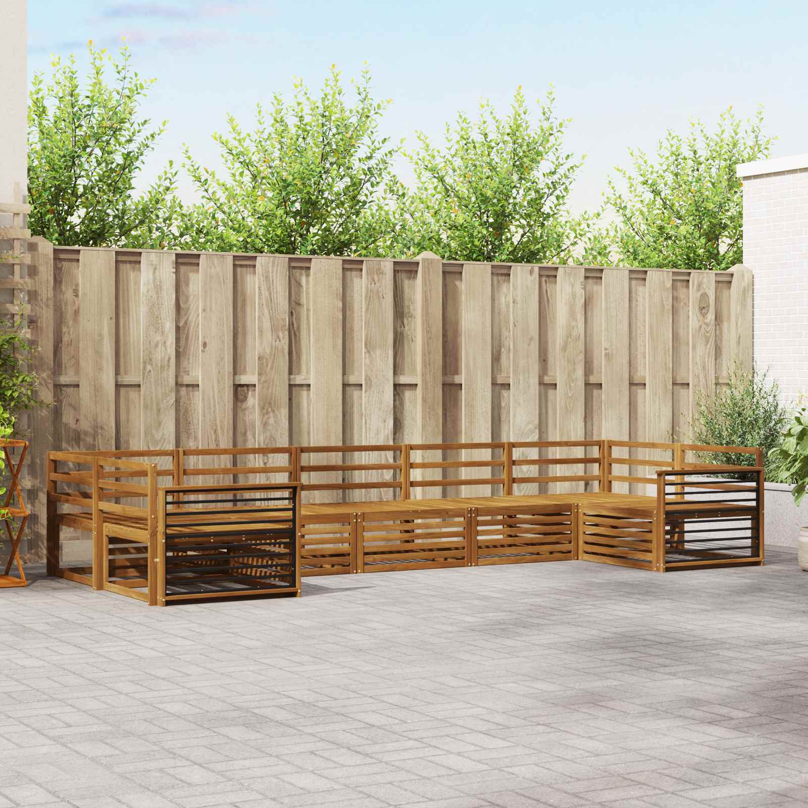 Ensembles de canapés 7 pcs Naturel Bois d'Acacia Massif - XIOS