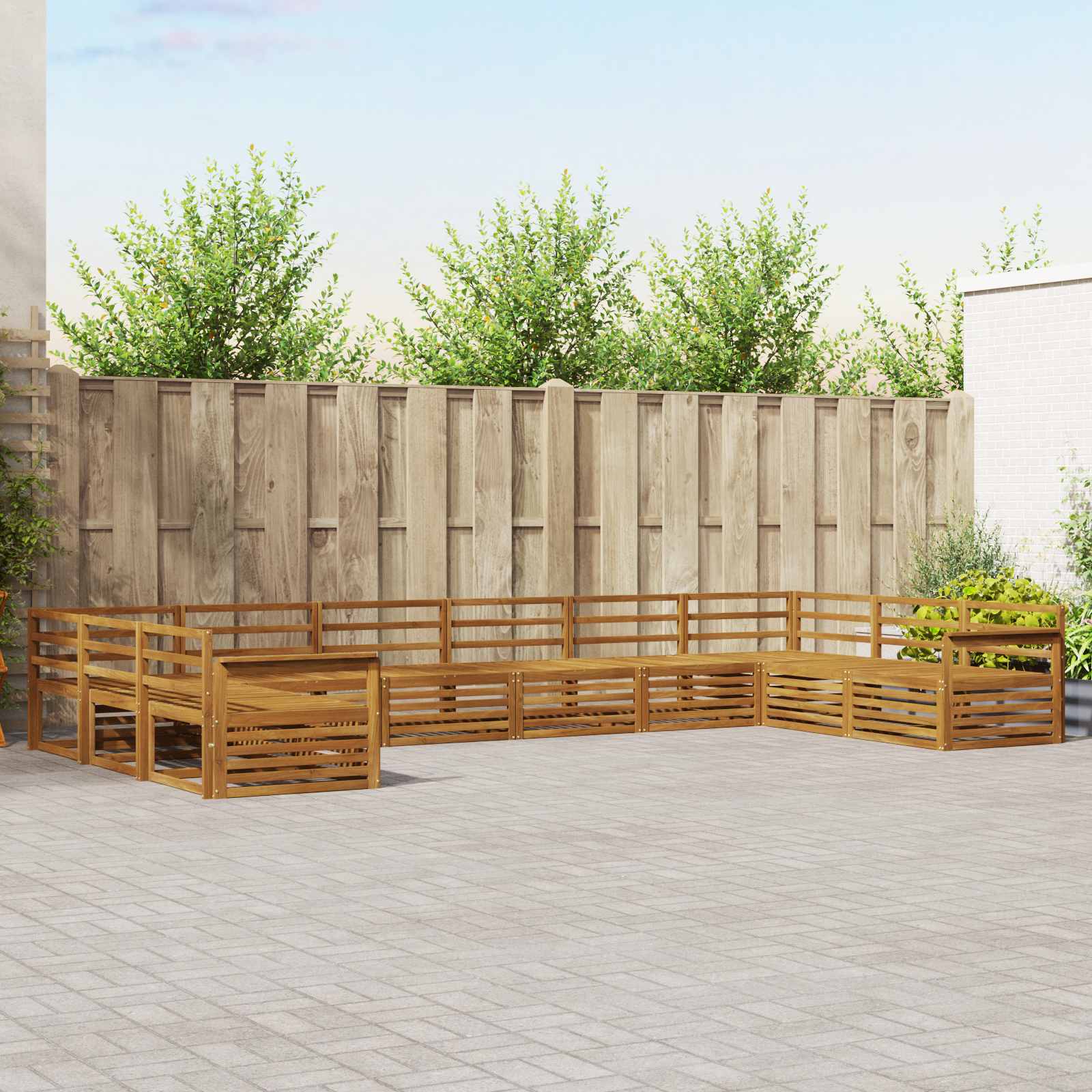 Ensembles de canapés 10 pcs Naturel Bois d'Acacia Massif - XIOS