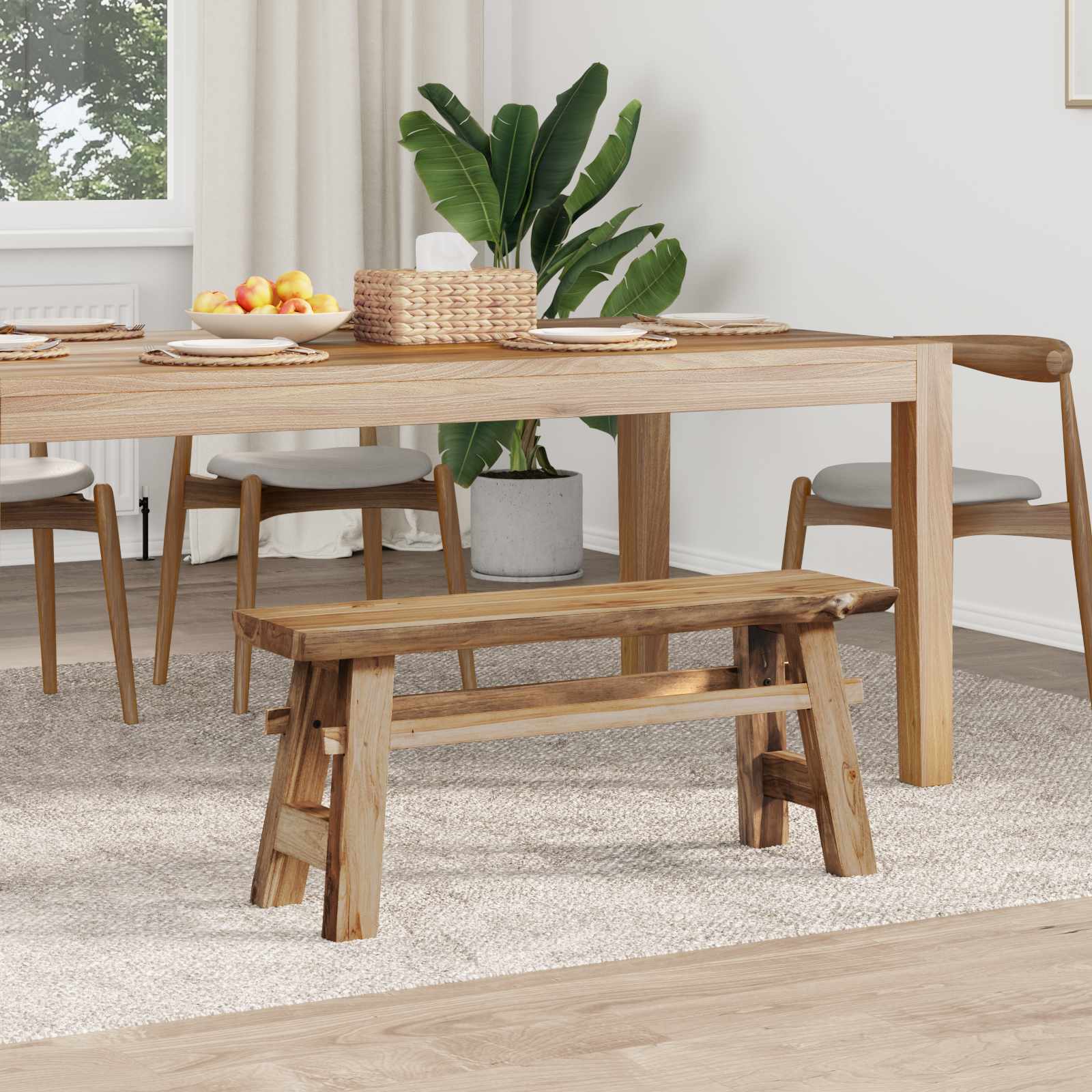 banc Naturel 100 x 29 x 43,5 cm Bois de teck massif - XIOS