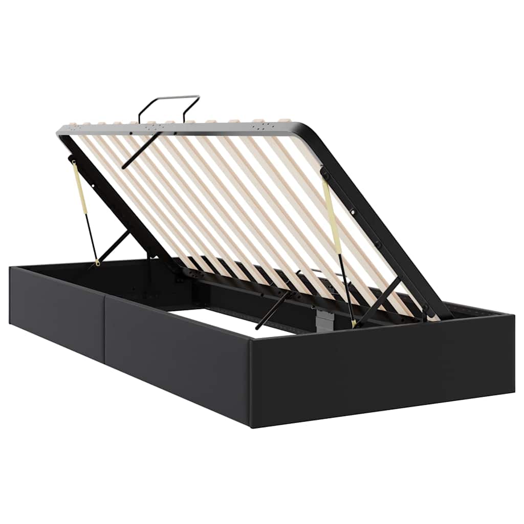 Lit de Rangement avec stockage Noir 100 x 190 cm Simili cuir
