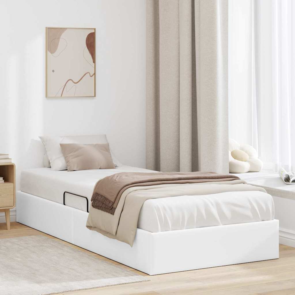 Lit de Rangement Blanc pur 100 x 190 cm Simili cuir