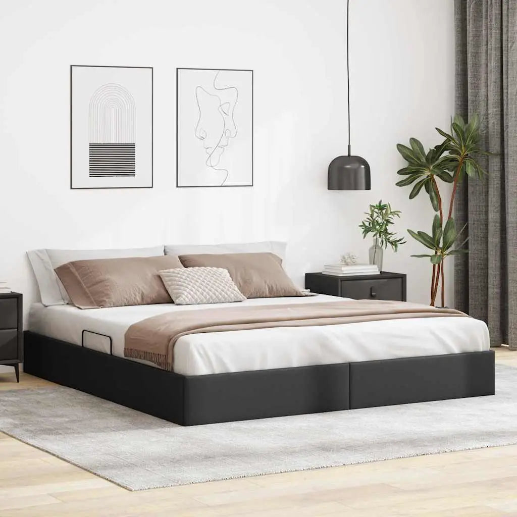 Lit de Rangement avec stockage Noir 193 x 203 cm Simili cuir - XIOS