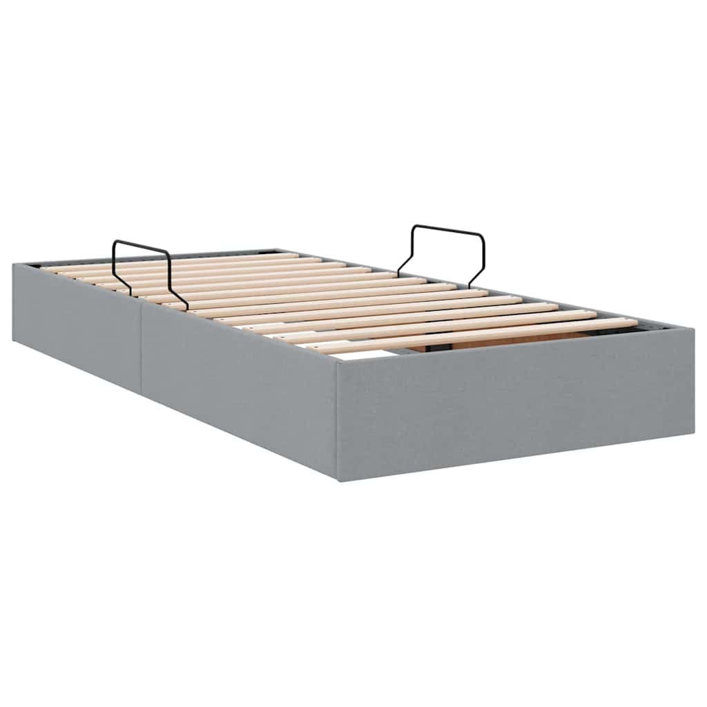 Lit de Rangement avec tête de lit Gris clair 90 x 190 cm tissu - XIOS