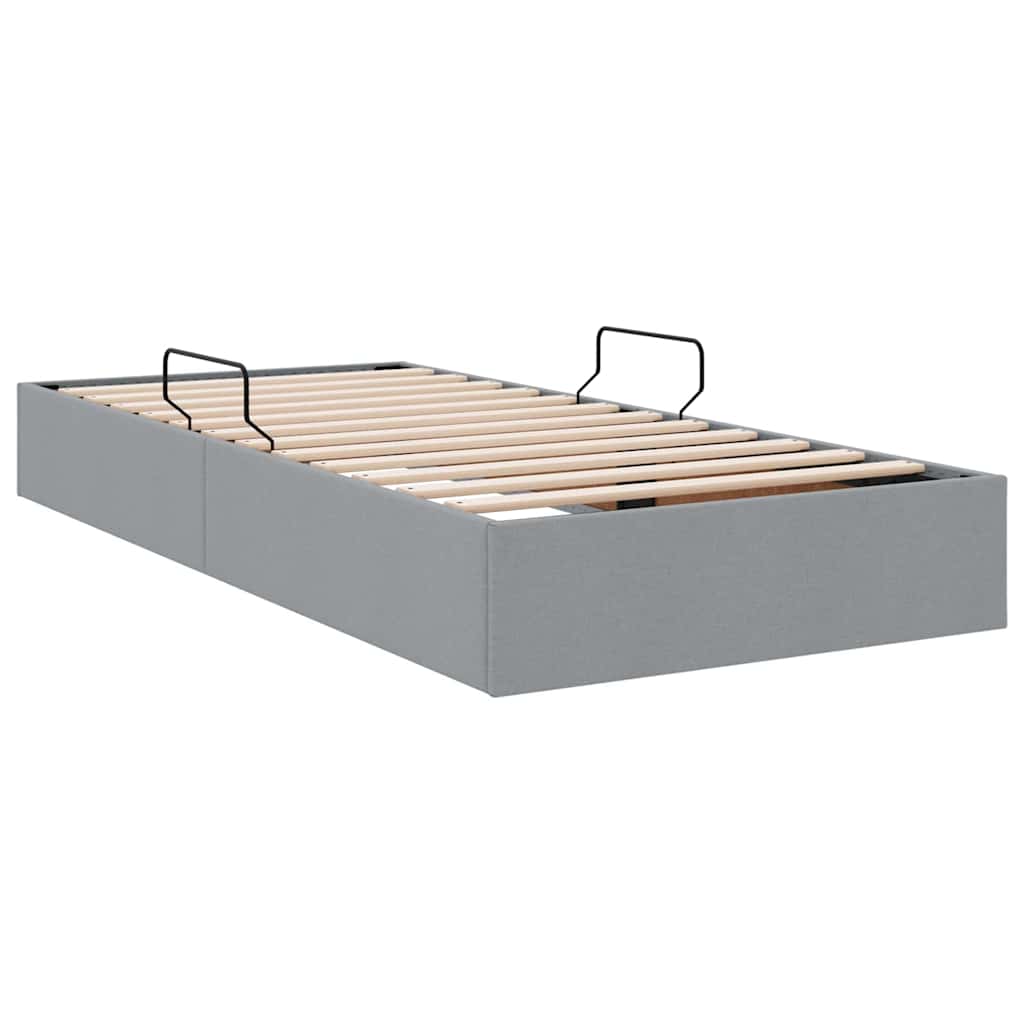 Lit de Rangement avec tête de lit Gris clair 90 x 190 cm tissu - XIOS