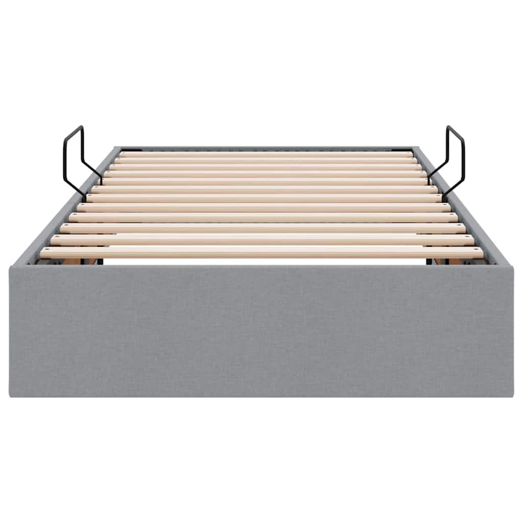Lit de Rangement avec tête de lit Gris clair 90 x 190 cm tissu - XIOS