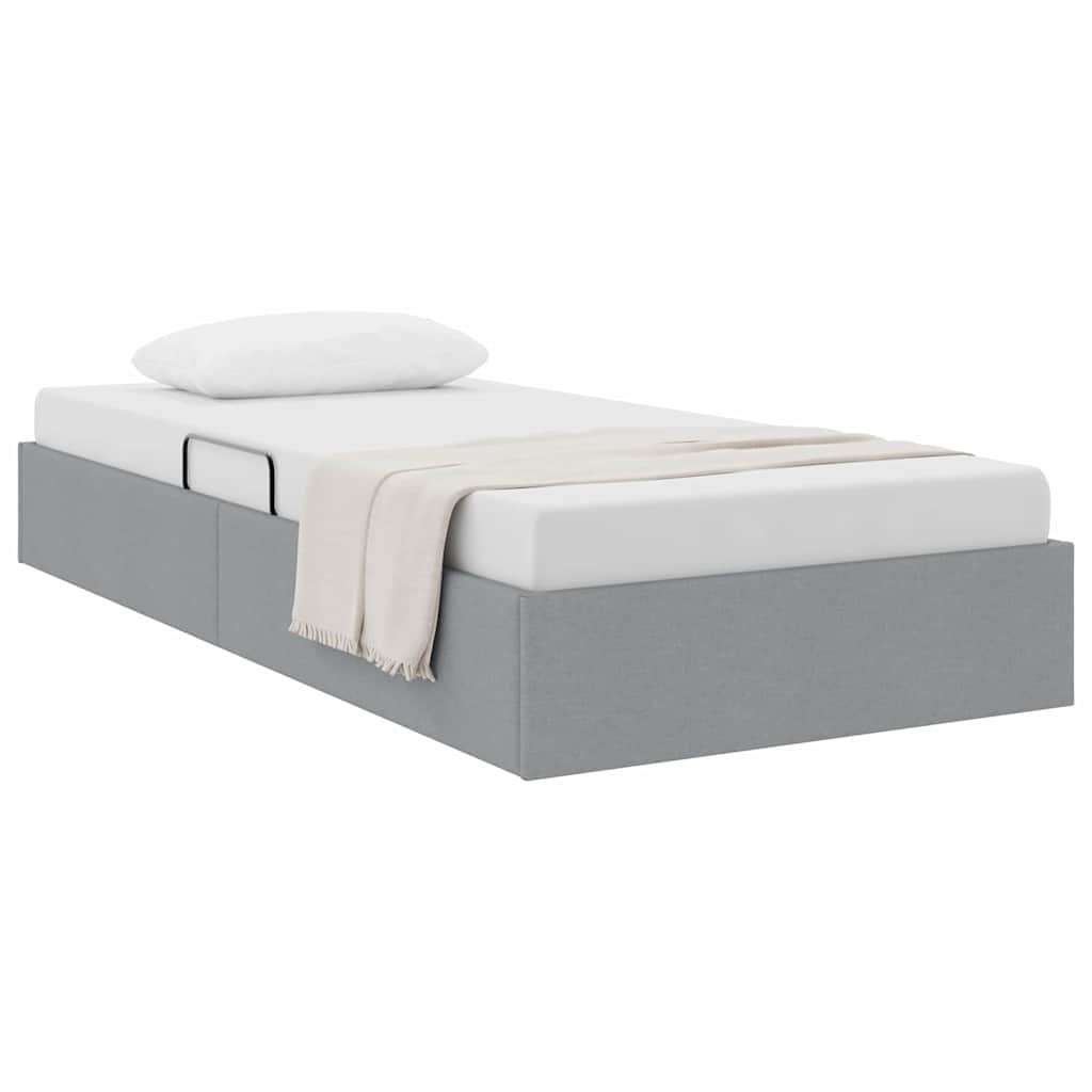 Lit de Rangement avec tête de lit Gris clair 90 x 190 cm tissu - XIOS