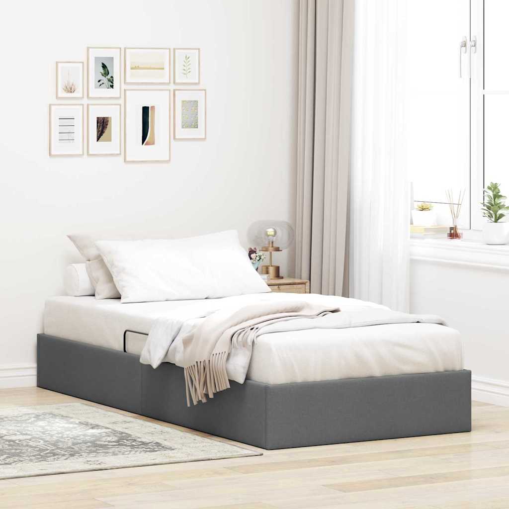 Lit de Rangement avec matelas Gris foncé 90 x 190 cm tissu - XIOS