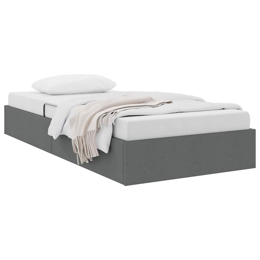 Lit de Rangement avec matelas Gris foncé 90 x 190 cm tissu - XIOS