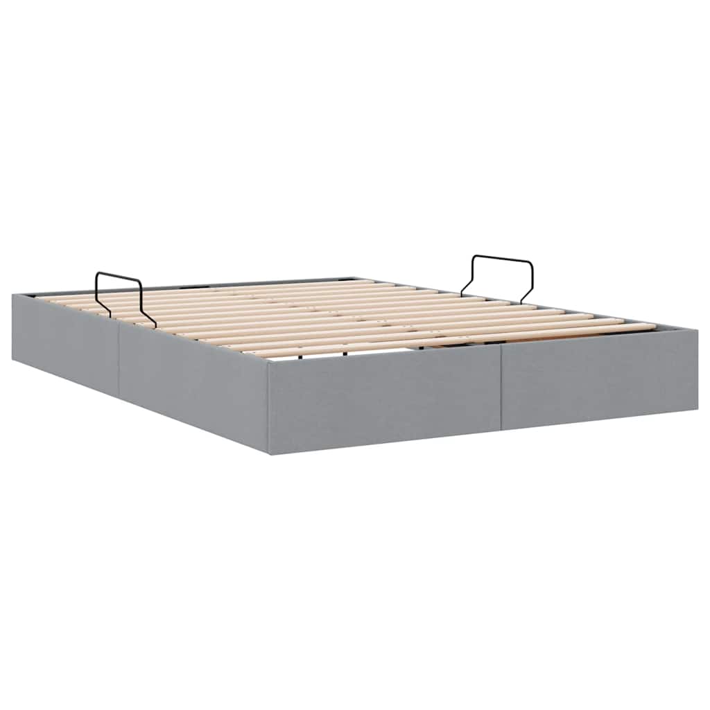 Lit de Rangement avec matelas Gris clair 135 x 190 cm tissu - XIOS