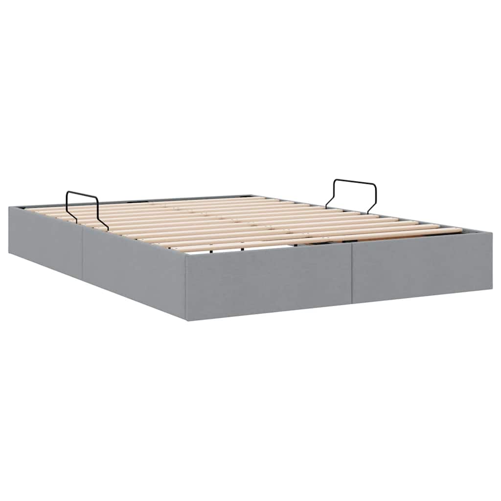 Lit de Rangement avec matelas Gris clair 135 x 190 cm tissu - XIOS