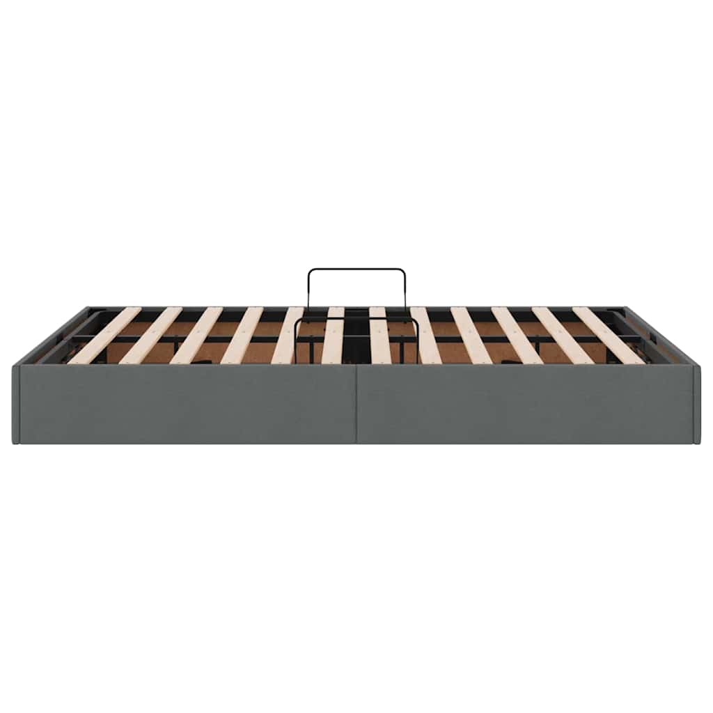 Lit de Rangement avec matelas Gris foncé 135 x 190 cm tissu - XIOS