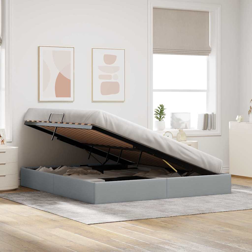 Lit de Rangement avec matelas Gris clair 180 x 200 cm tissu - XIOS