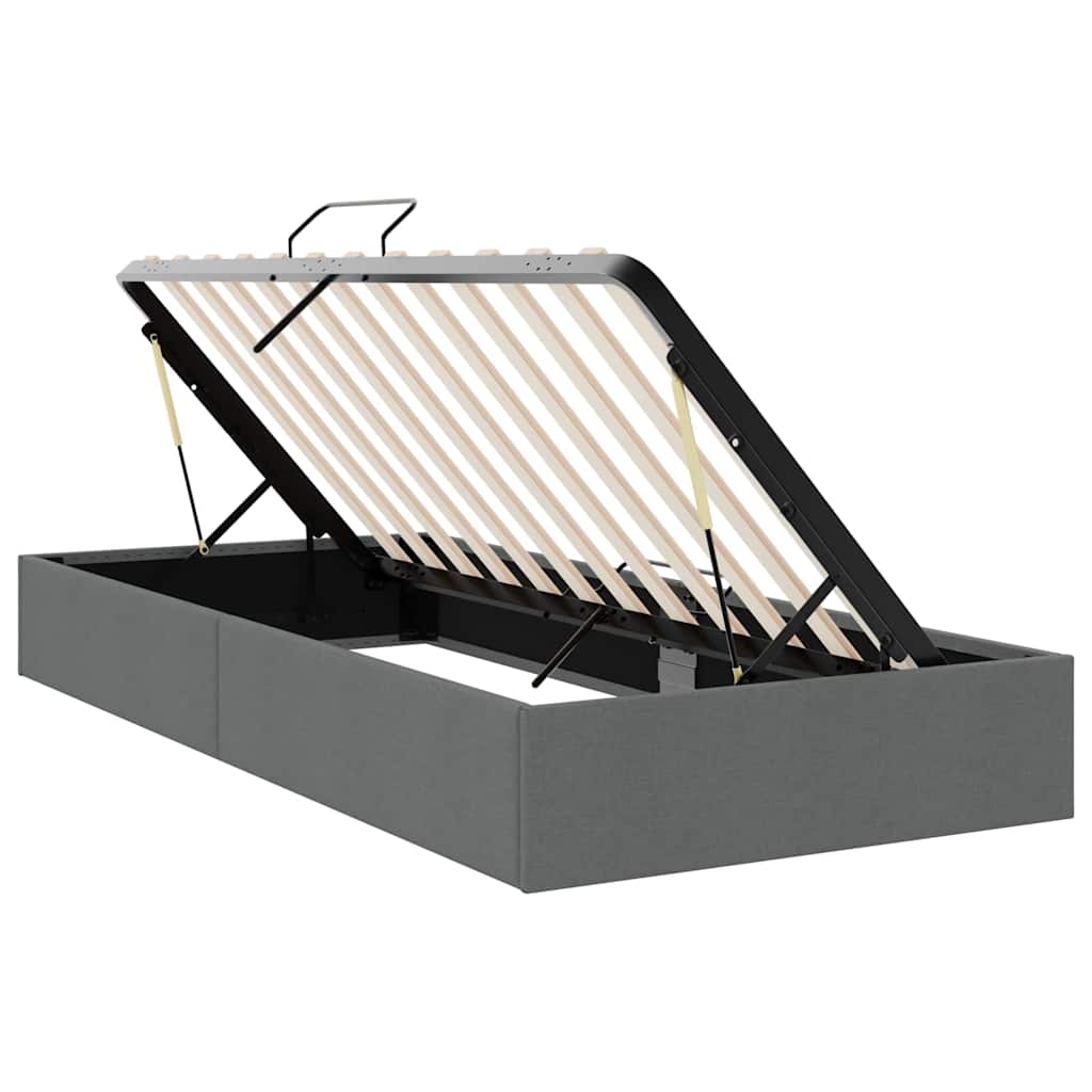 Lit de Rangement avec stockage Gris foncé 100 x 190 cm Tissu
