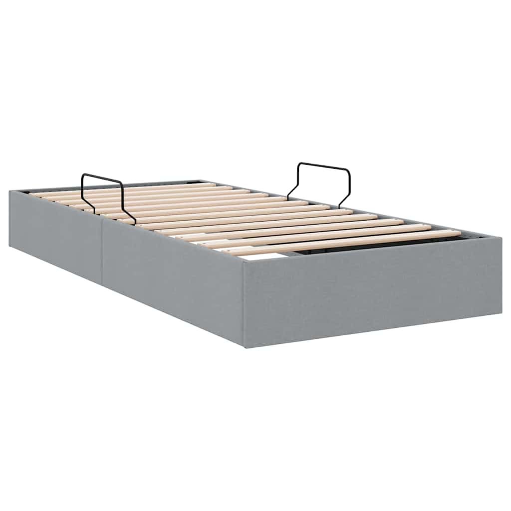 Lit de Rangement avec stockage Gris clair 203 x 100 cm Tissu