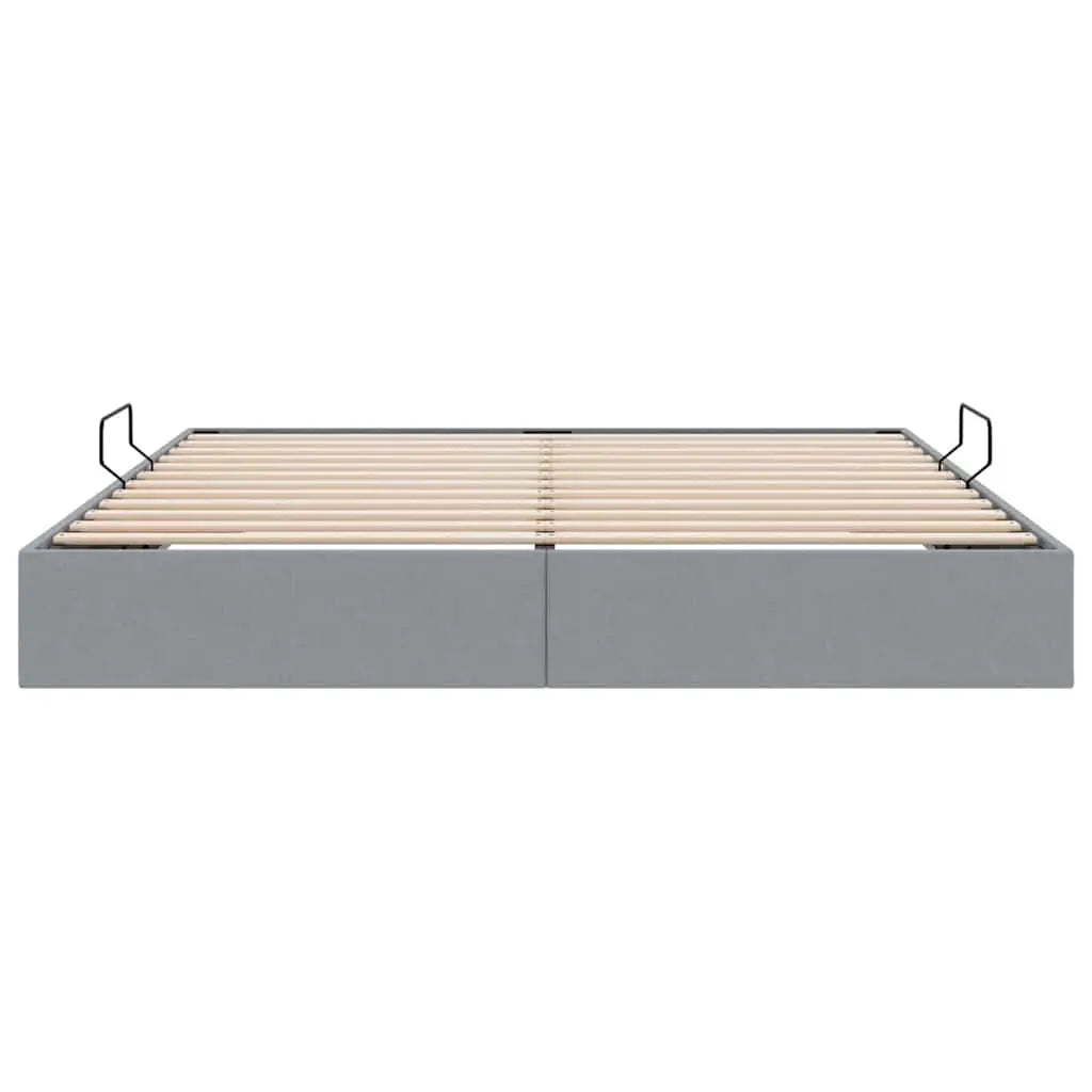 Lit de Rangement avec stockage Gris clair 193 x 203 cm Tissu - XIOS