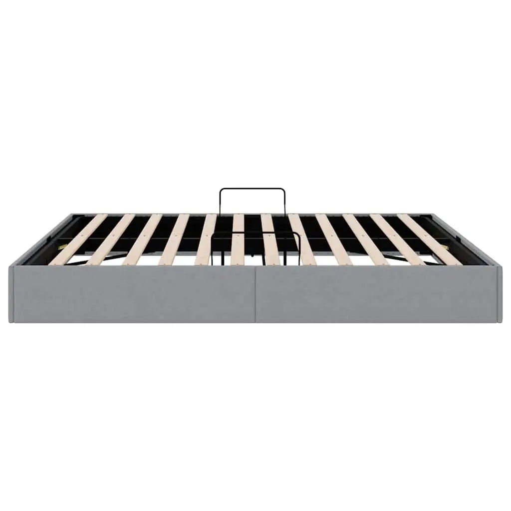 Lit de Rangement avec stockage Gris clair 193 x 203 cm Tissu - XIOS