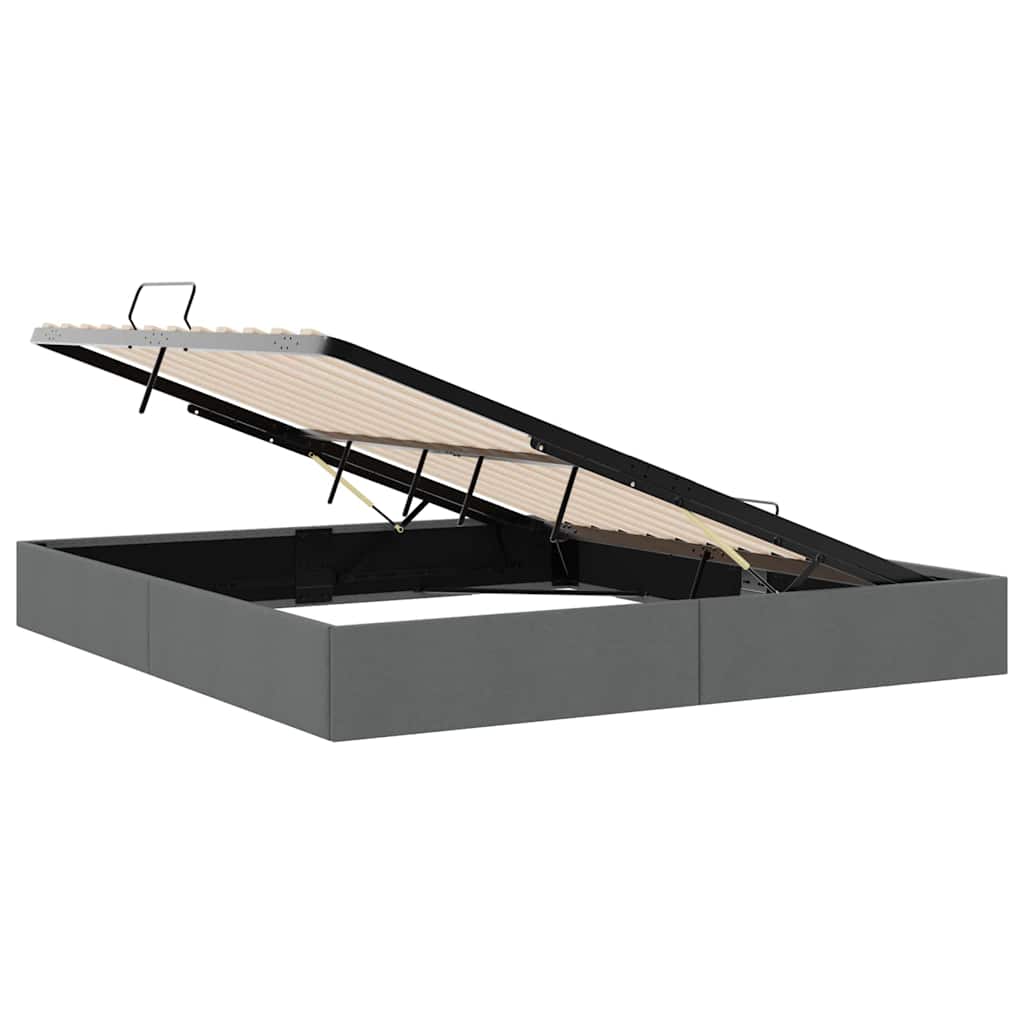 Lit de Rangement avec stockage Gris foncé 193 x 203 cm Tissu
