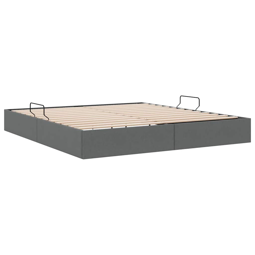 Lit de Rangement avec stockage Gris foncé 193 x 203 cm Tissu
