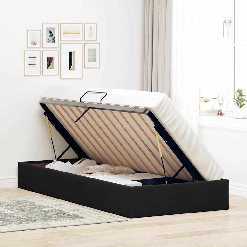 Lit de Rangement avec matelas Noir 90 x 190 cm Velours - XIOS