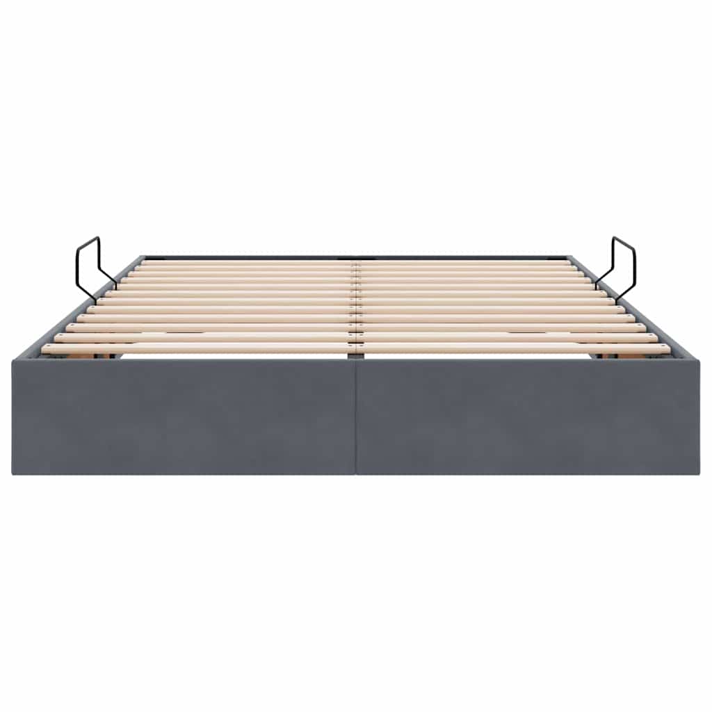 Lit de Rangement avec matelas Gris foncé 135 x 190 cm Velours - XIOS