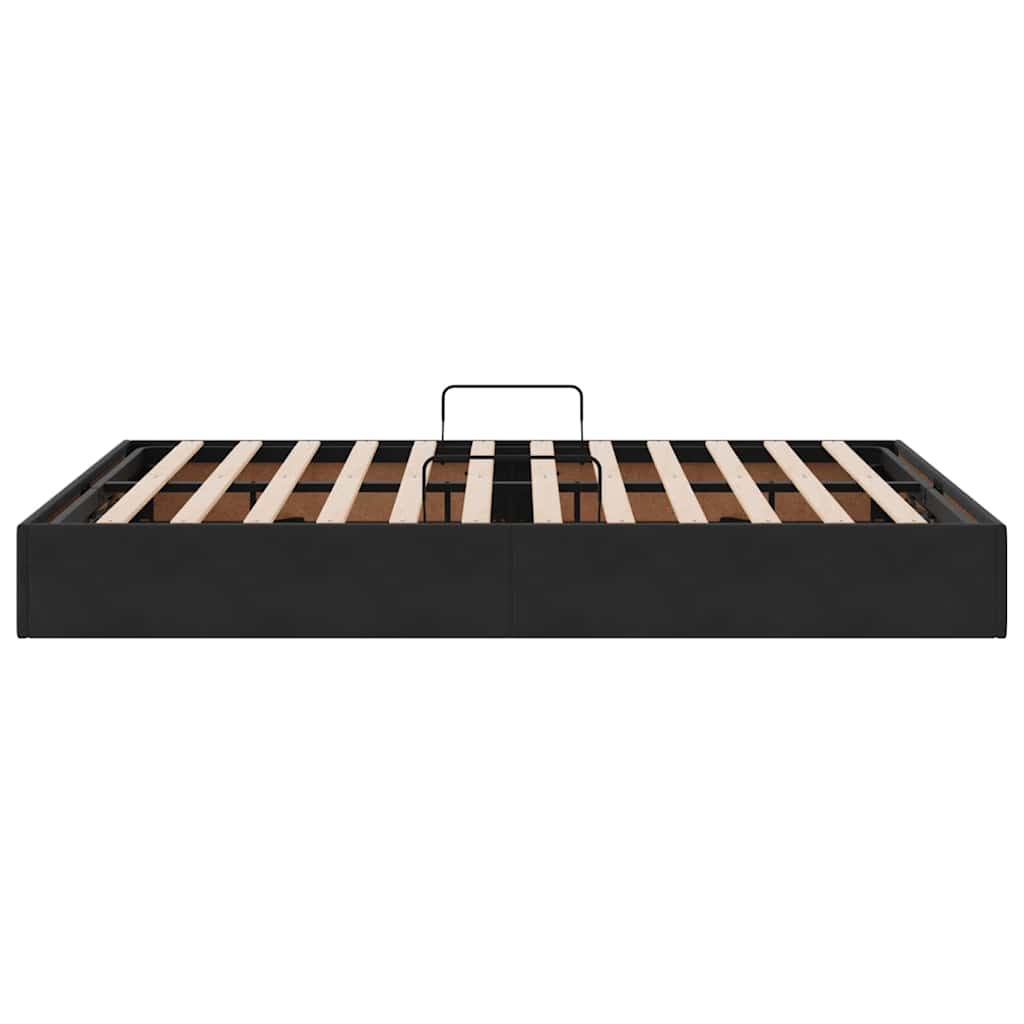 Lit de Rangement avec stockage Noir 135 x 190 cm Velours