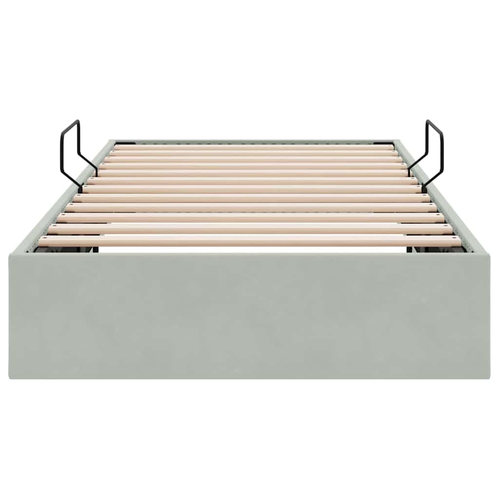 Lit de Rangement avec stockage Gris clair 100 x 190 cm Velours