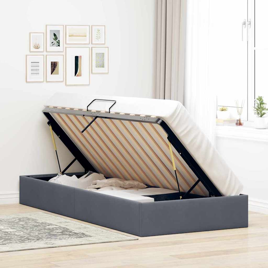 Lit de Rangement avec stockage Gris foncé 100 x 203 cm Velours