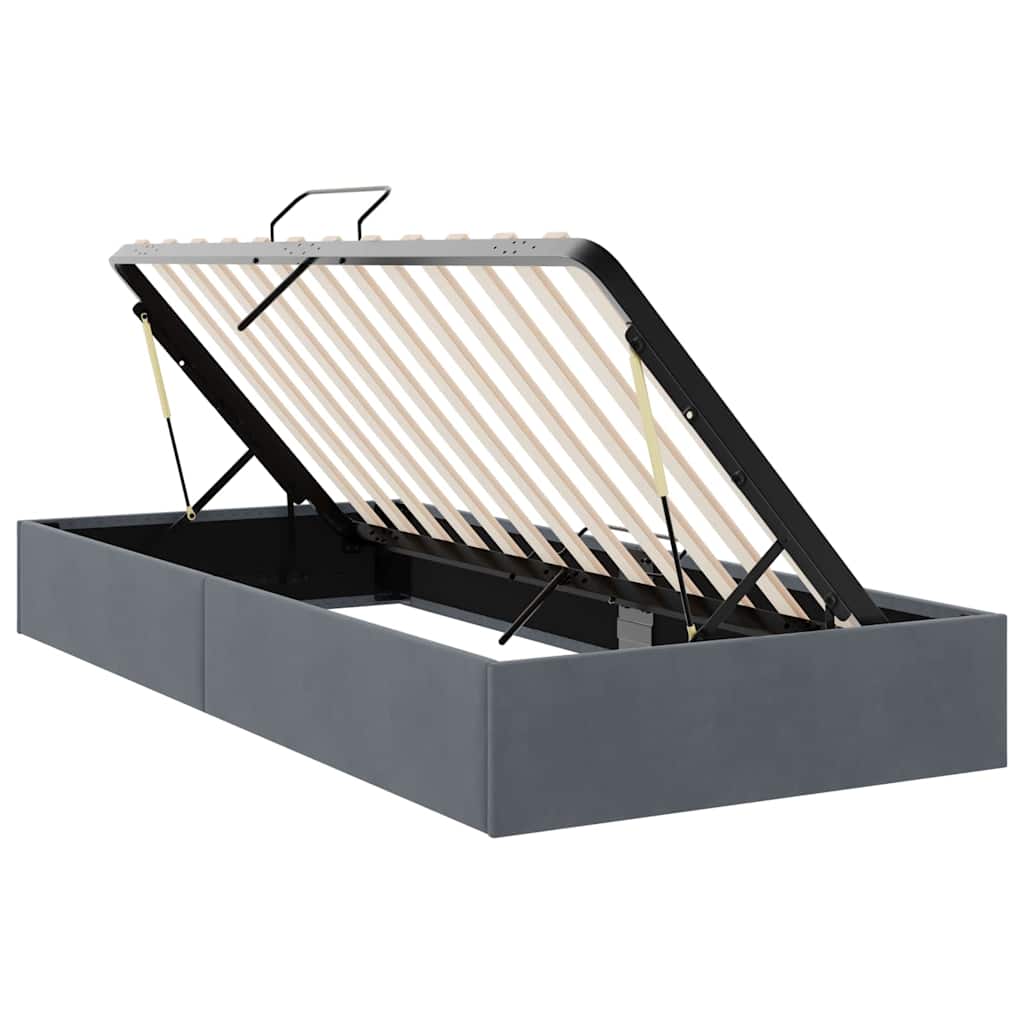 Lit de Rangement avec stockage Gris foncé 100 x 203 cm Velours