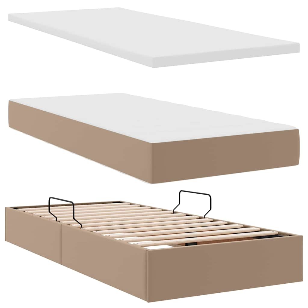 Lit avec rangement et matelas Cappuccino 90 x 190 cm - XIOS