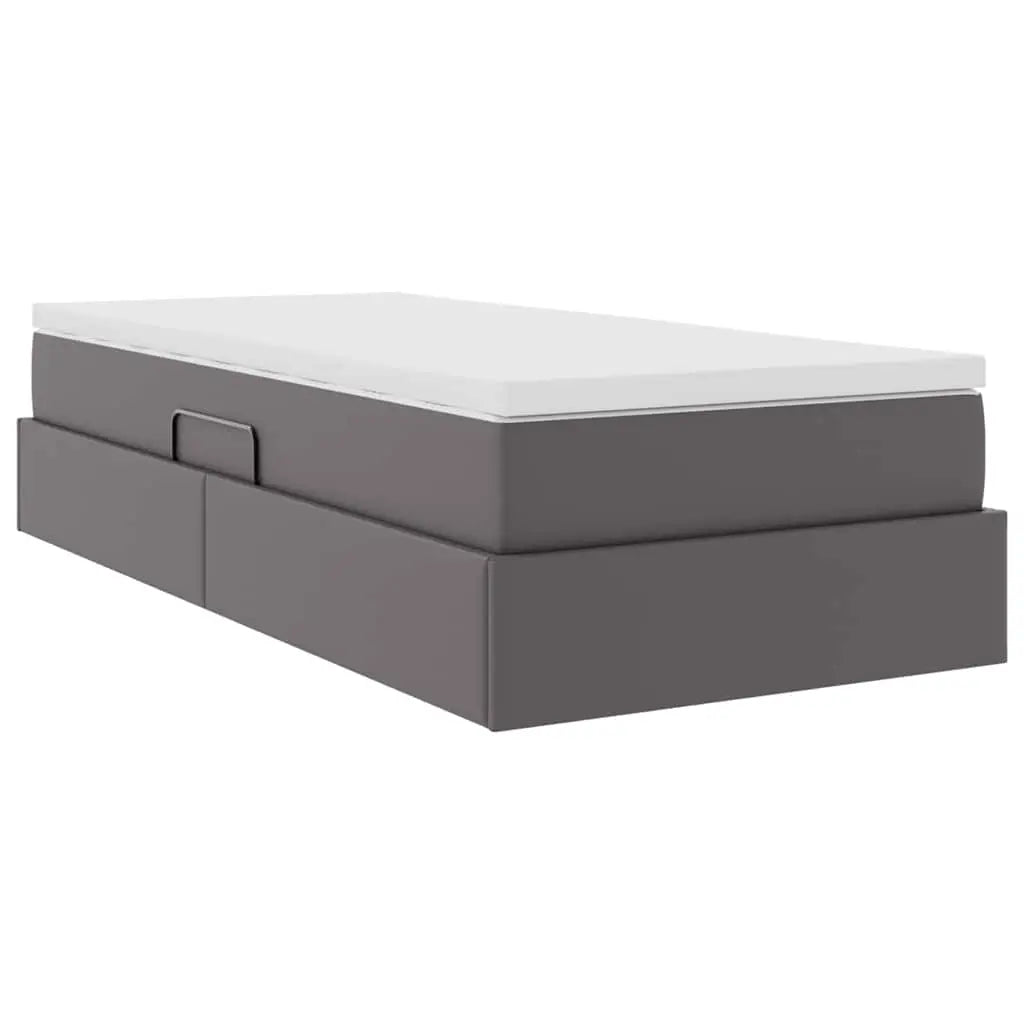 Lit avec rangement et matelas Gris 90 x 200 cm Simili cuir - XIOS
