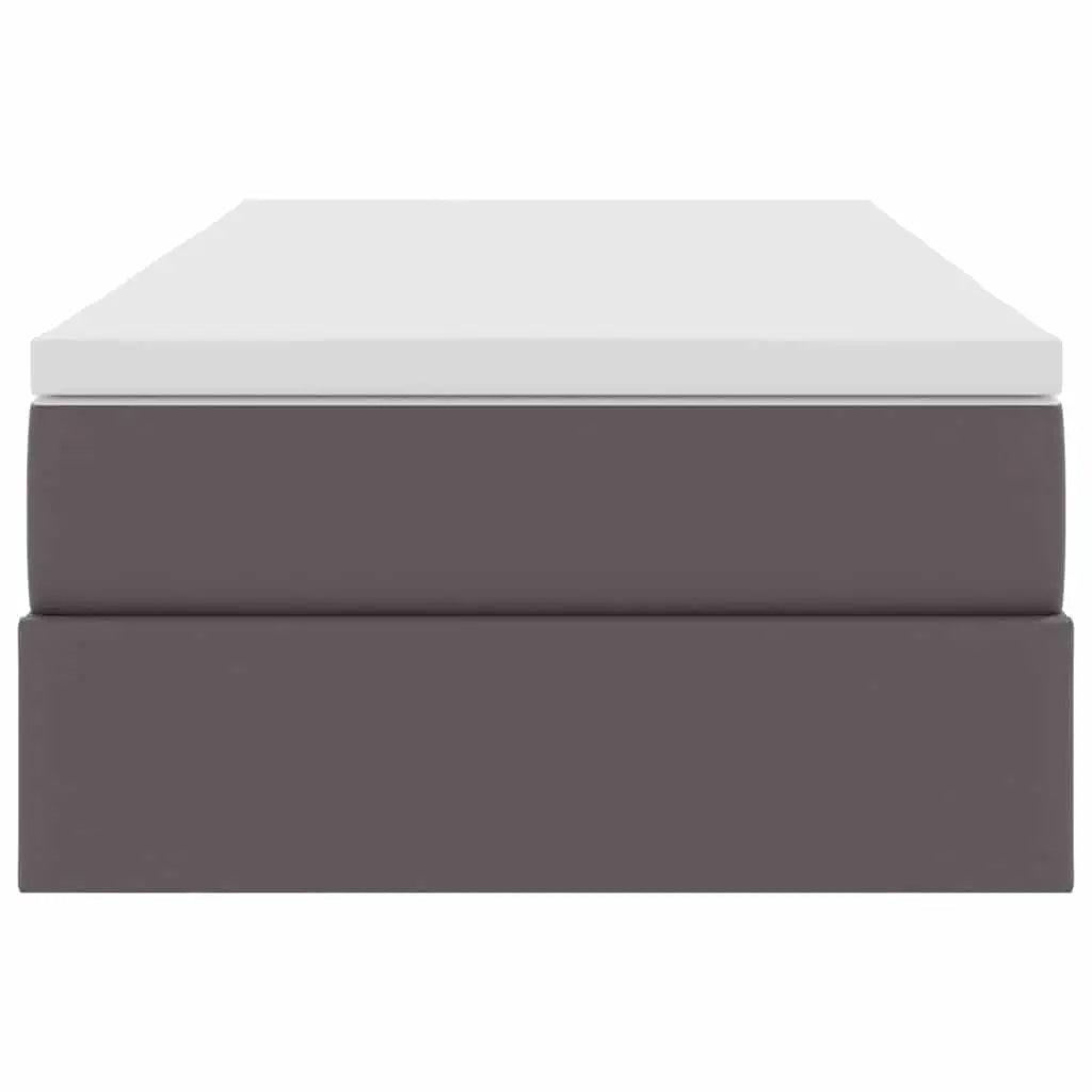 Lit avec rangement et matelas Gris 90 x 200 cm Simili cuir - XIOS