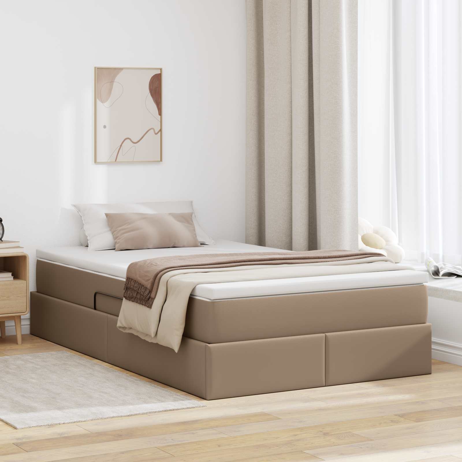 Lit avec rangement et matelas Cappuccino 120 x 190 cm - XIOS