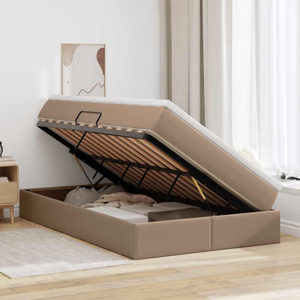 Lit avec rangement et matelas Cappuccino 120 x 200 cm