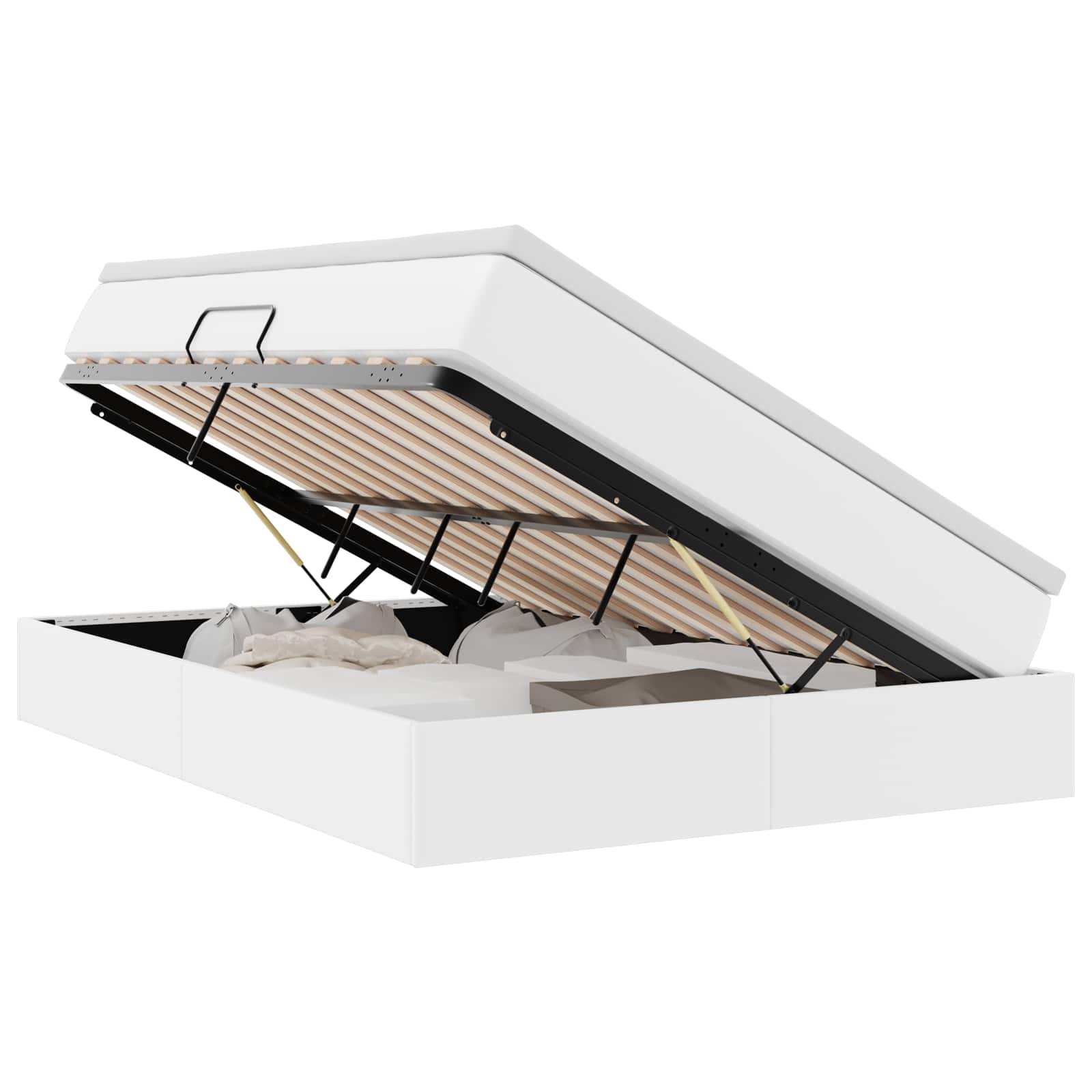 Lit avec rangement et matelas Blanc 140 x 200 cm Simili cuir - XIOS