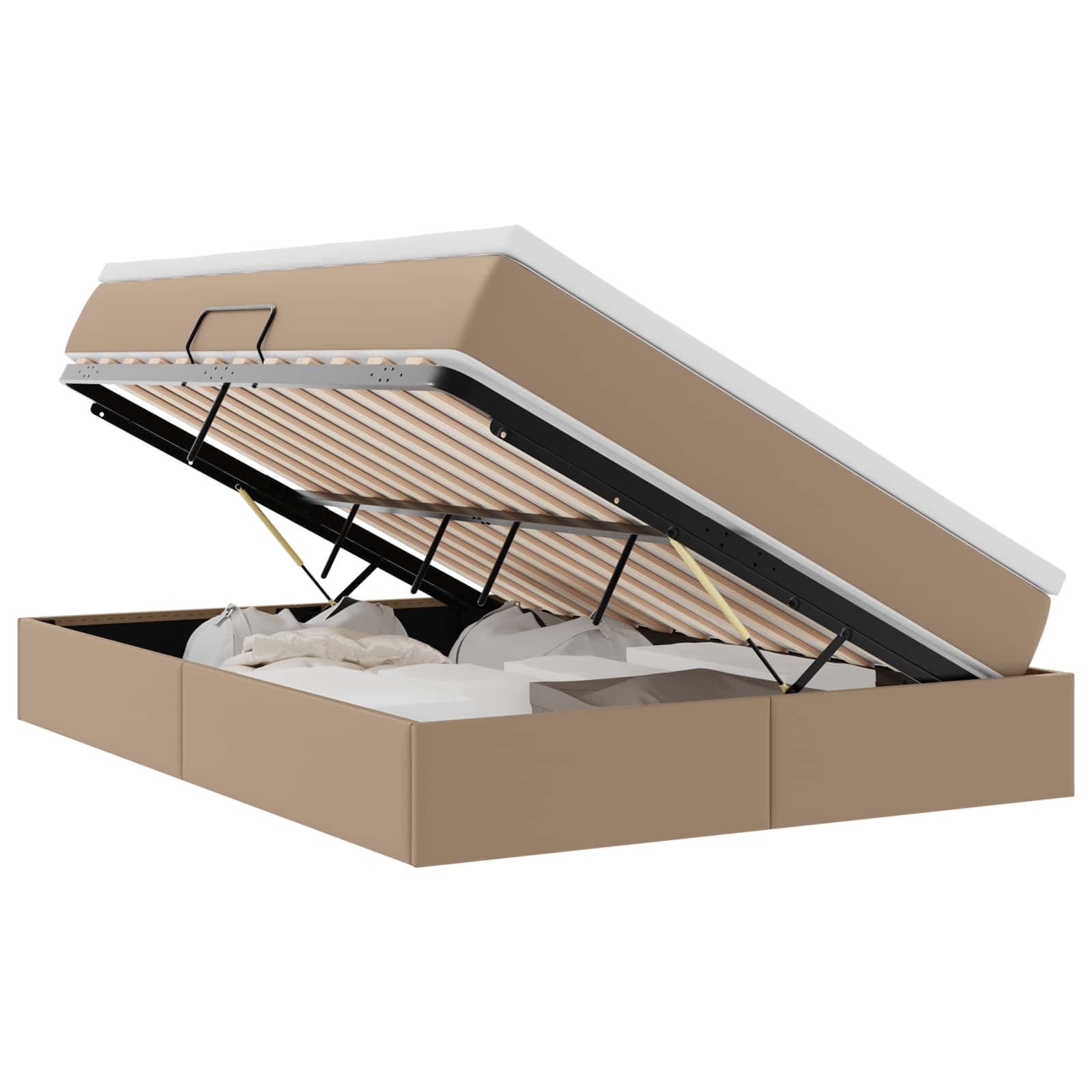 Lit avec rangement et matelas Cappuccino 140 x 200 cm - XIOS