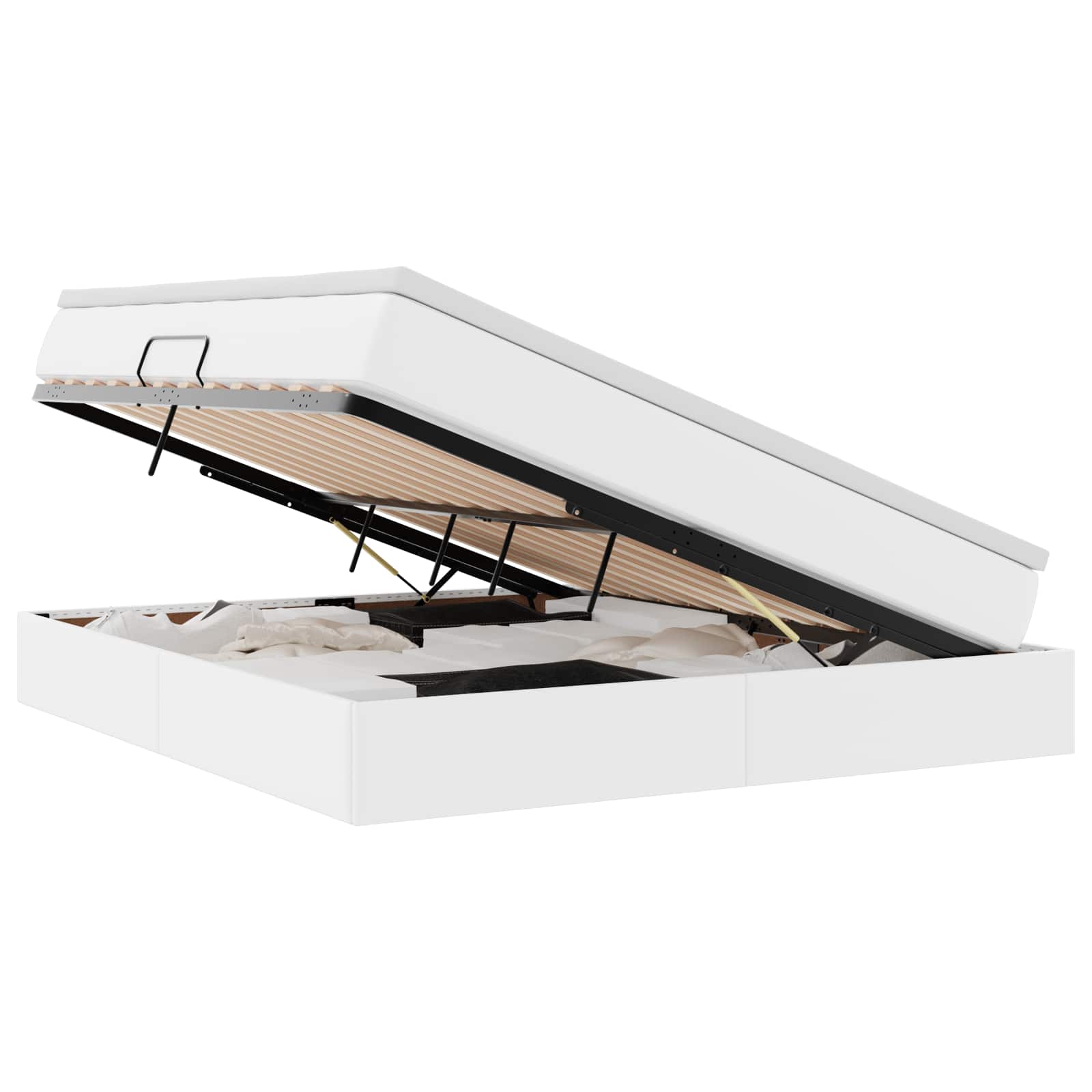 Lit avec rangement et matelas Blanc 160 x 200 cm Simili cuir - XIOS