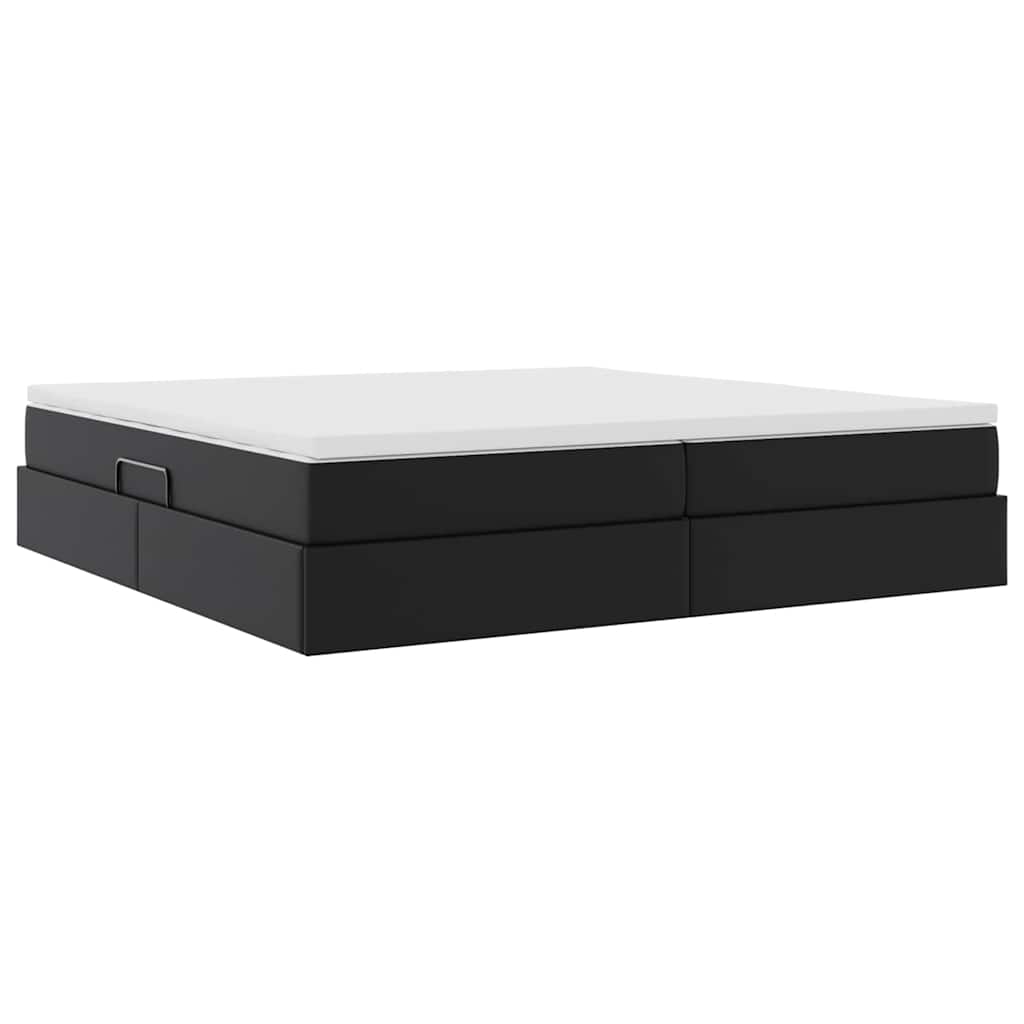 Lit avec rangement et matelas Noir 200 x 200 cm Simili cuir - XIOS