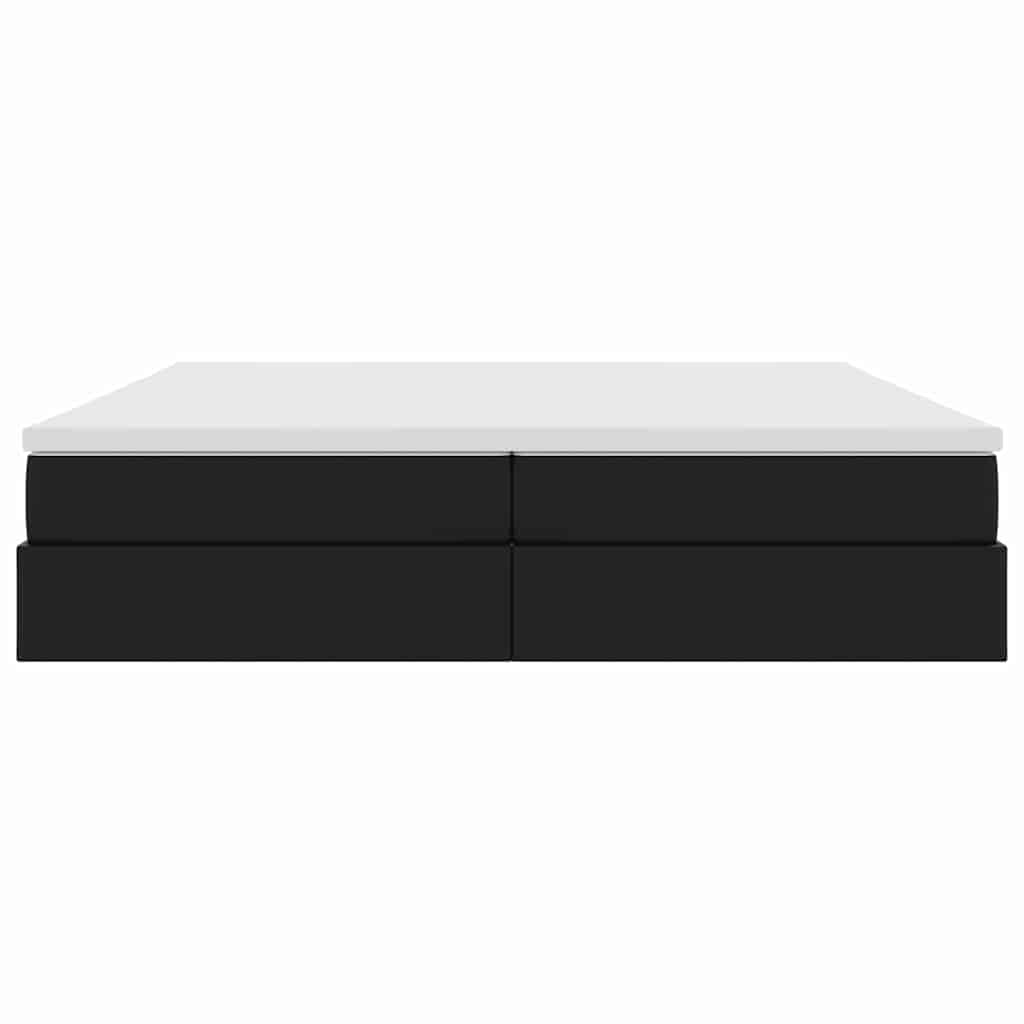 Lit avec rangement et matelas Noir 200 x 200 cm Simili cuir - XIOS